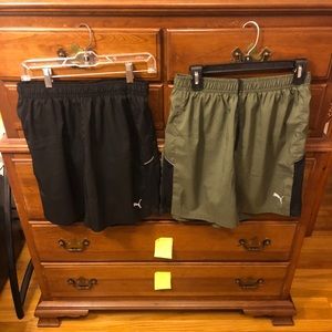 Bundle of two Puma running shorts. Black & green